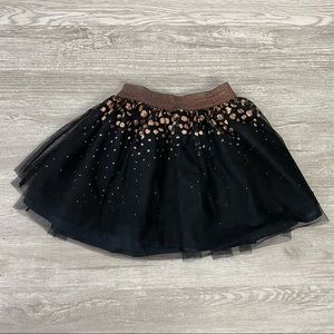 Pony Tails Rose Gold Glitter Black Tulle Skirt